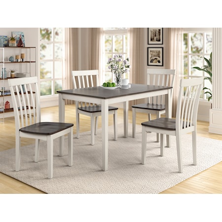 Casual 5-Piece Dining Set with Two Tone Finish