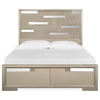 Glam Queen Panel Bed with Footboard Storage