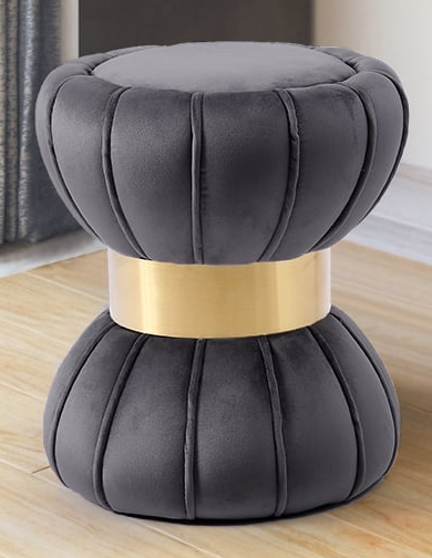 Meridian Furniture Vino 145Grey Contemporary Hourglass Ottoman Corner