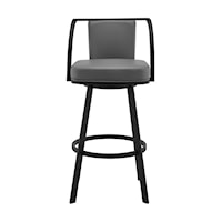 Contemporary Swivel Faux Leather Counter Stool