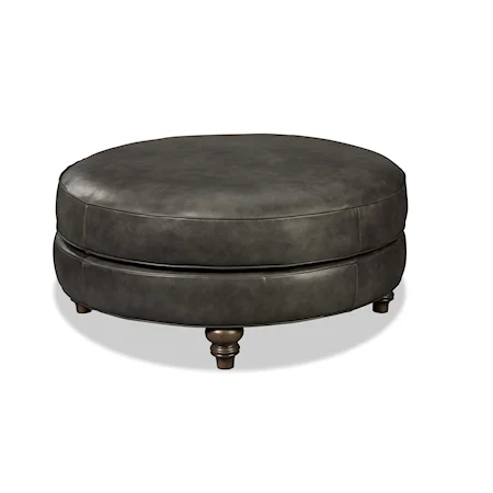 Traditional Round Leather Cocktail Ottoman