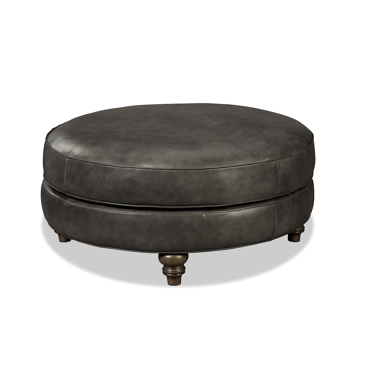 Hickory Craft L011500 Round Leather Cocktail Ottoman