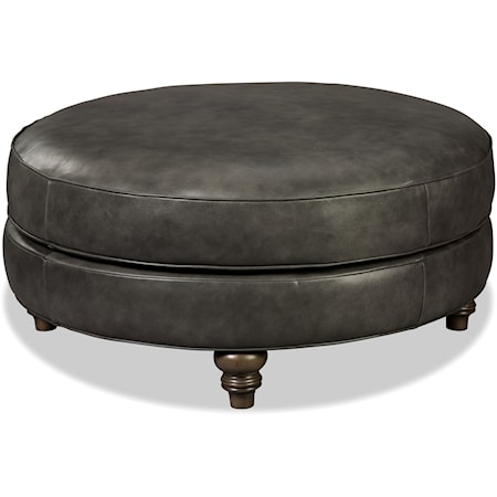 Round Leather Cocktail Ottoman