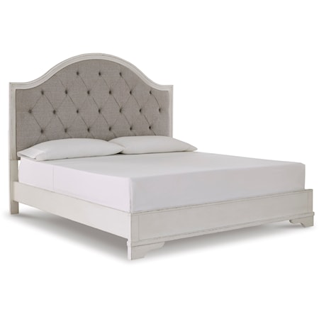 Traditional California King Upholstered Panel Bed