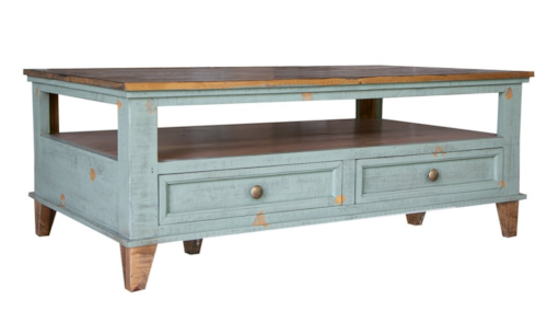 Transitional 4-Drawer Cocktail Table with Open Shelf