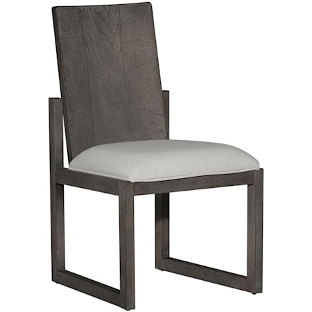 Contemporary Panel Back Side Chair with Upholstered Seat