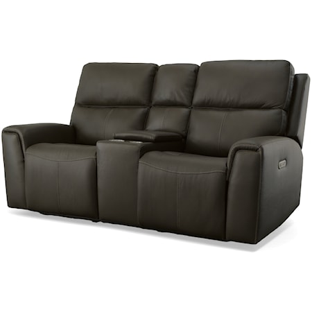 Flexsteel Davis 2902-601H Casual Power Reclining Loveseat with Cupholder  Storage Console and Power Headrests, Furniture and ApplianceMart