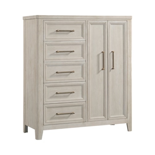 Transitional 5-Drawer Gentlemen's Chest with Double Doors