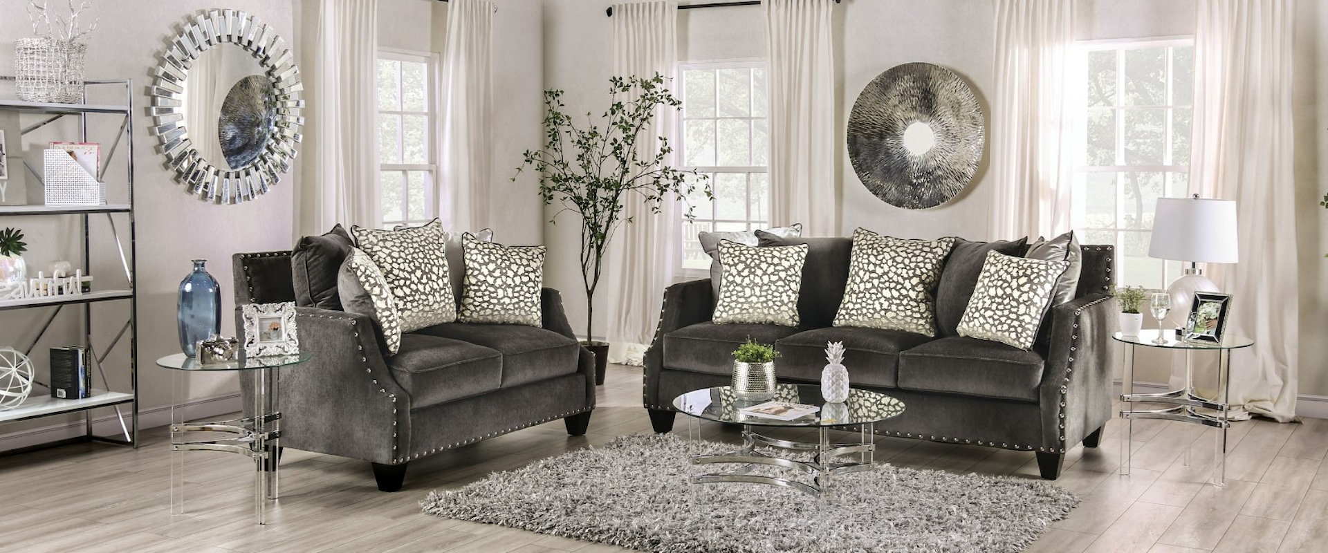 Transitional Sofa and Loveseat 