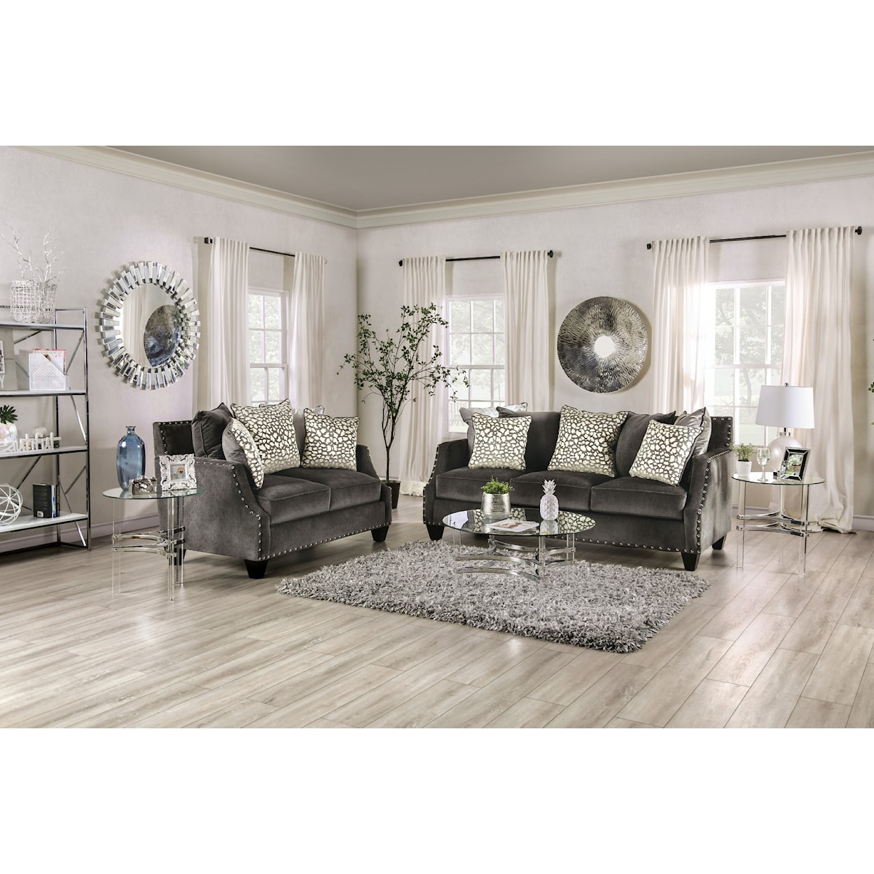 Furniture of America Hendon Sofa and Loveseat