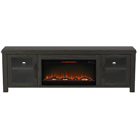 Transitional 86" Fireplace TV Stand with Wire Management