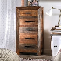 Rustic Solid Wood 5-Drawer Bedroom Chest