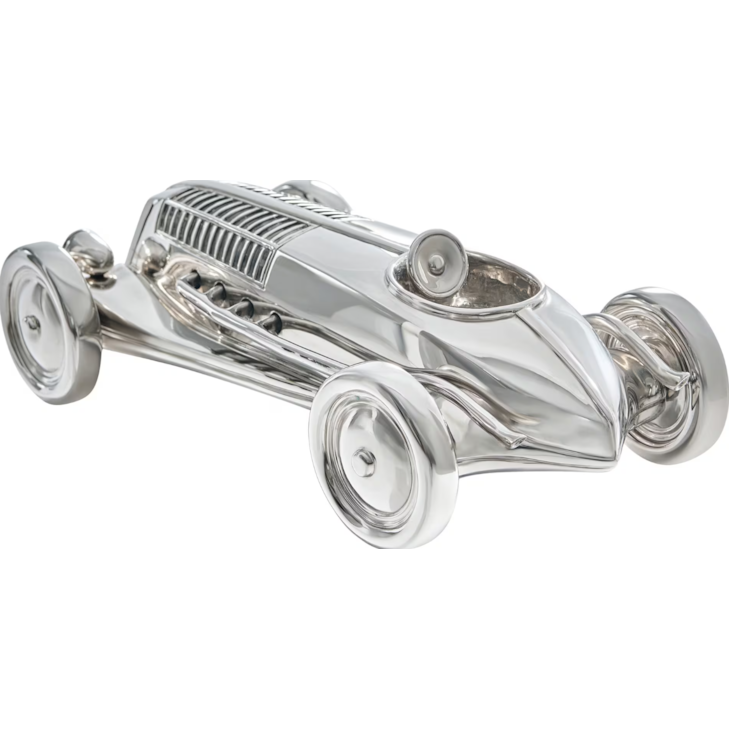 Theodore Alexander Spencer London Nickel Plated Racecar Sculpture