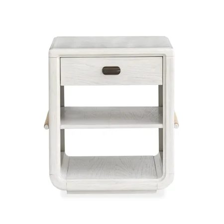 Contemporary Chairside End Table with Lower Storage Shelving