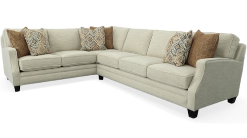 Transitional L-Shaped Sectional Sofa with Accent Pillows