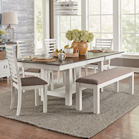 6-Piece Farmhouse Trestle Dining Set with Leaf Inserts