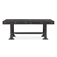 Modern Farmhouse Trestle Dining Table with Two Butterfly Leaves
