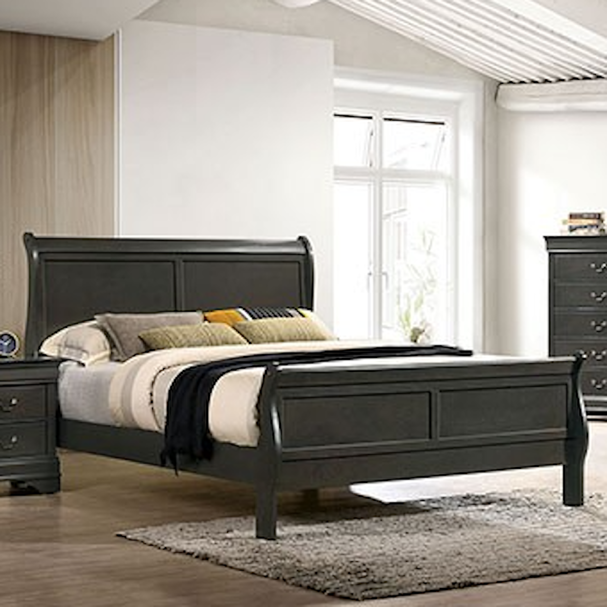 Furniture of America - FOA Louis Philippe Cal. King Bed, Gray