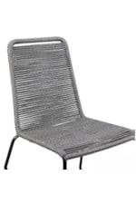 Armen Living Shasta Outdoor Patio Dining Chair in Black Powder Coated Finish with Gray Textiling - Set of 2