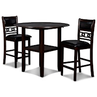 Contemporary 3-Piece Counter Height Table and Chair Set with Drop Leaves