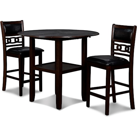 GIO EBONY 42" 3 PIECE COUNTER TABLE | WITH DROP LEAF