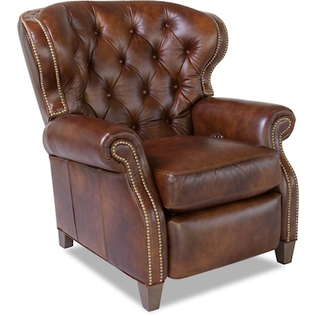 Traditional Push-Back Recliner with Tufted Back and Nailheads