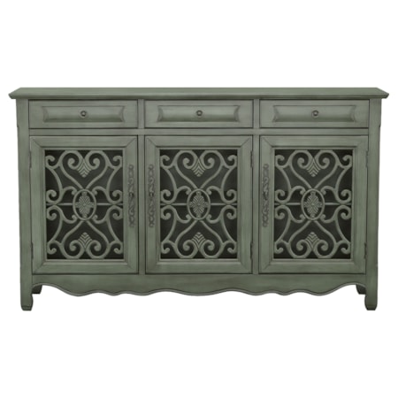 3-drawer Scrollwork Accent Cabinet