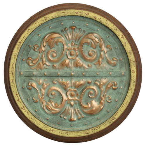 Patina and Gold Stamped Metal Wall Seal
