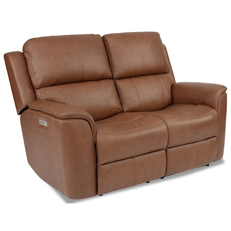 Casual Power Reclining Loveseat with Power Headrest and Power Lumbar Support