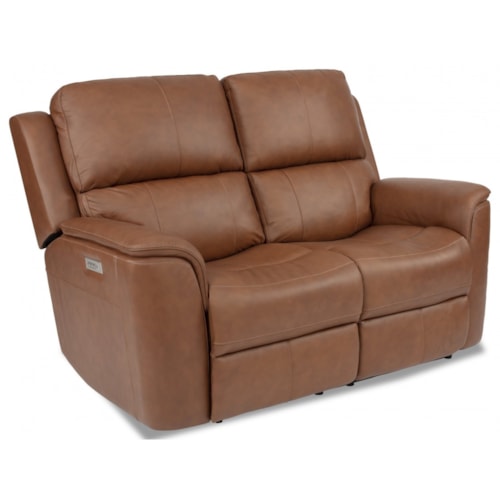 Casual Power Reclining Loveseat with Power Headrest and Power Lumbar Support