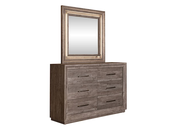 Queen Stg Bed, Dresser &amp; Mirror, Nightstand