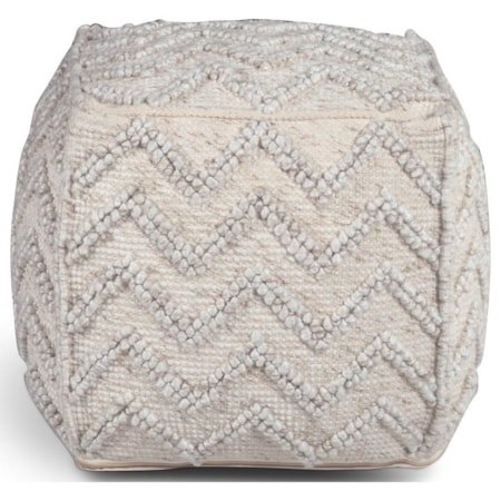 ZARI ZIGZAG CREAM HANDWOVEN POUF |