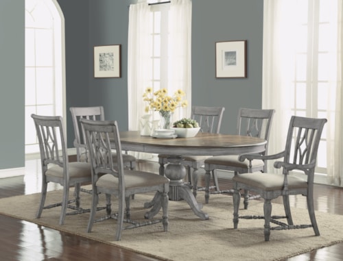 Relaxed Vintage Table and Chair Set with Pedestal Table