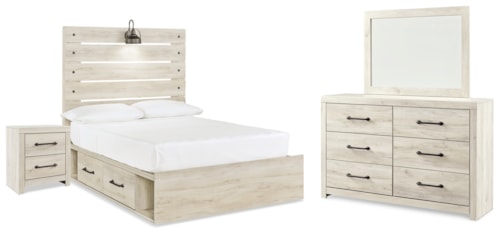 Full Panel Storage Bed, Dresser, Mirror And Nightstand