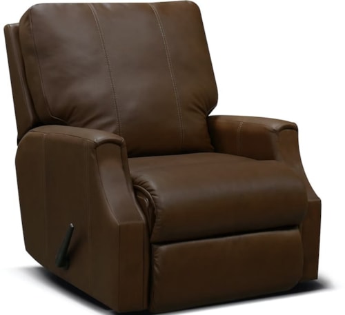 Casual Leather Rocker Recliner with Scoop Arms