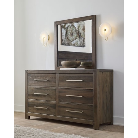 6-Drawer Dresser and Landscape Mirror Set