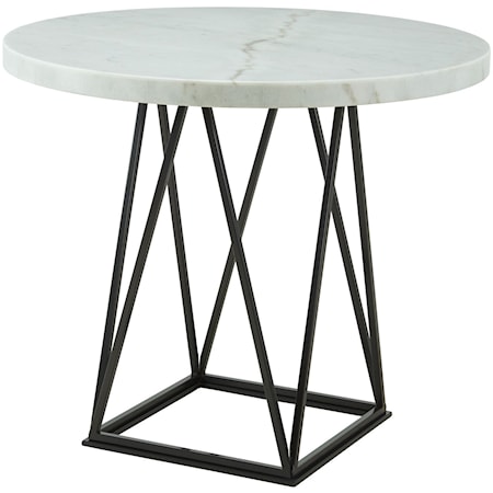 Transitional Round Counter Height Dining Table with Marble Top