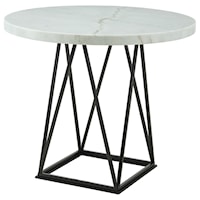 Transitional Round Counter Height Dining Table with Marble Top