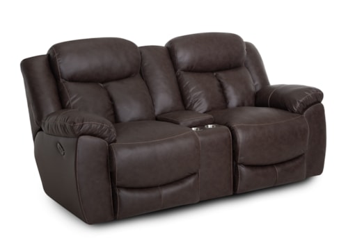 Casual Power Reclining Console Loveseat with Cupholders