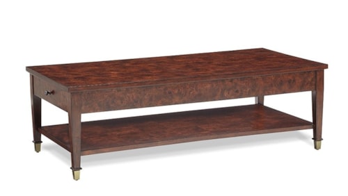 Transitional Rectangular Wood Cocktail Table with Two Side Drawers