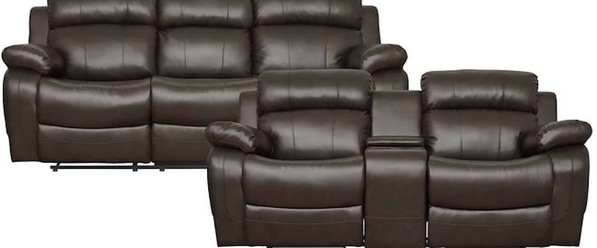 Casual 2-Piece Reclining Living Room Set with Drop-Down Cupholders