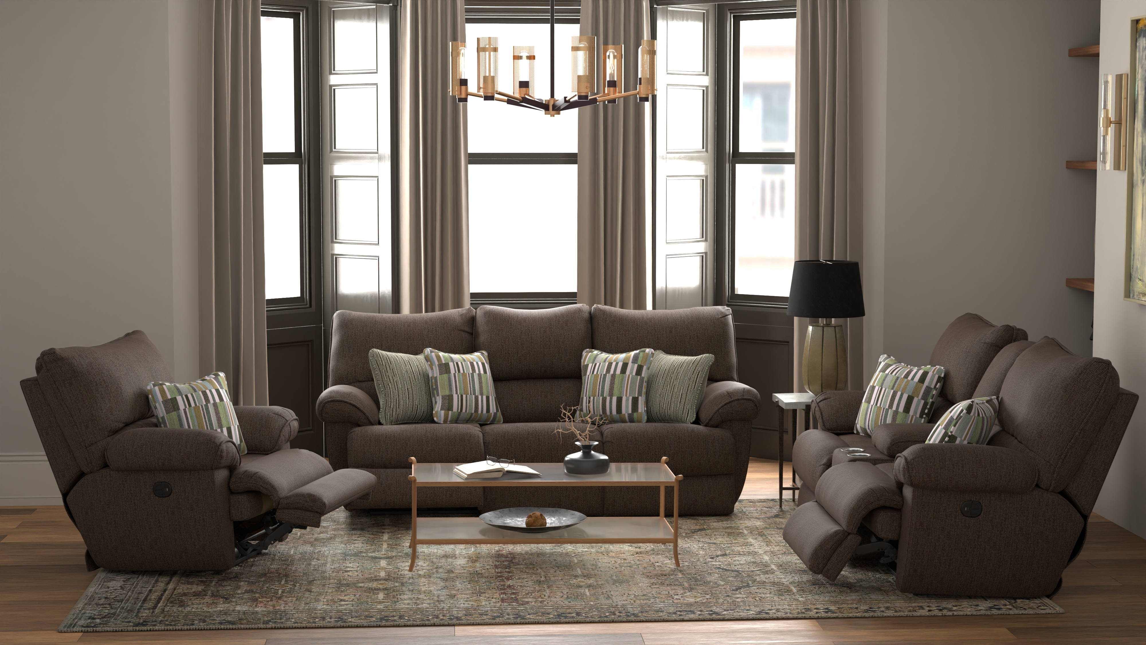 Catnapper Lenny Lay Flat Power Reclining Console Loveseat