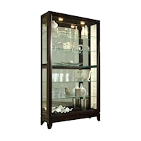 Contemporary Two-Way Sliding Door Curio Cabinet with Mirrored Back