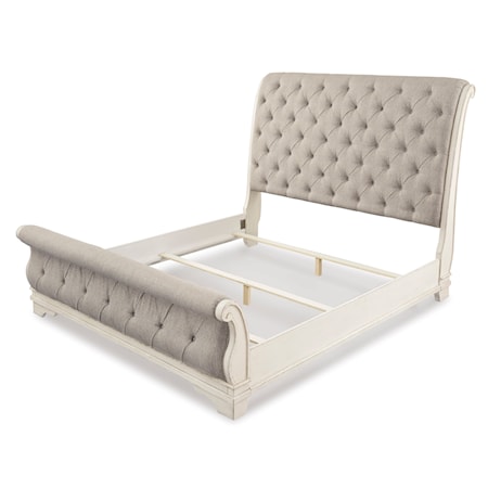 CA. King Upholstered Sleigh Bed