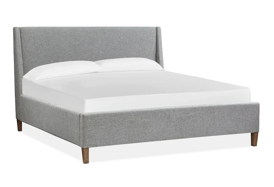 Lindon Bedroom Queen Grey Upholstered Island Bed by Magnussen Home at Stoney Creek Furniture 