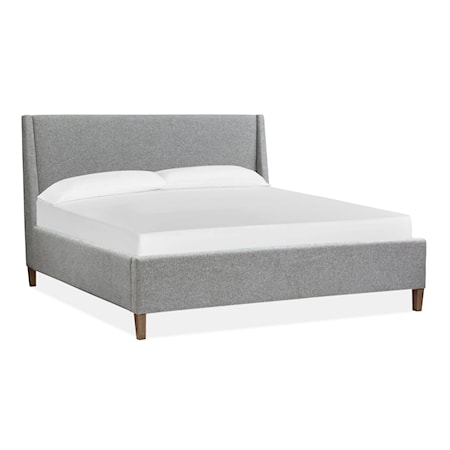 Queen Grey Upholstered Island Bed