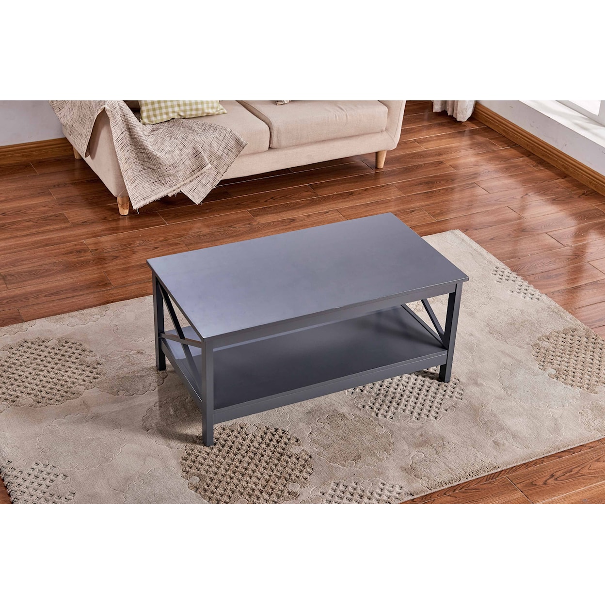 Milton Greens Stars Coffee Tables GREY X-SIDE PANEL COFFEE TABLE | WITH BOTTOM