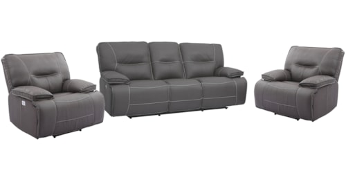 Casual Power Reclining Sofa and Dual Recliners Set with Power Headrests