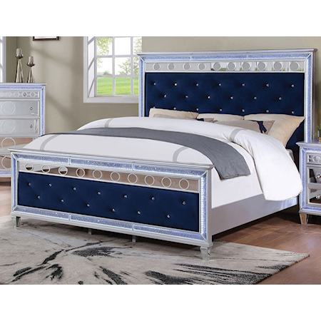 Glam Upholstered California King Bed with LED Lighting