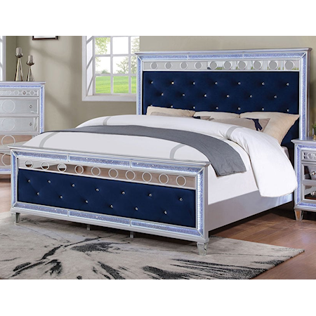 Upholstered California King Bed LED Lighting